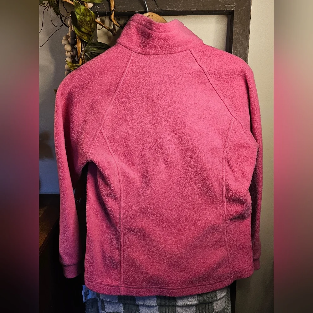 Columbia Fleece Full‎ Zip Jacket Youth Girls Pockets Benton Springs Pink M 10/12